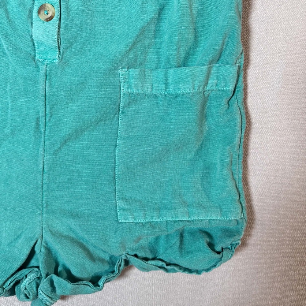 O'Neill Teal Green Button Front Tie Shoulder Romper Small Beach Boho Surfer - Picture 6 of 7